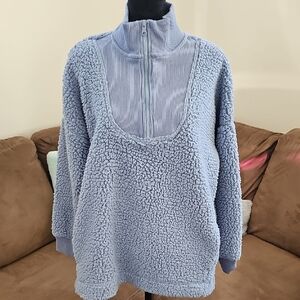 Aerie Blue Sherpa STYLE 3/4 Zip Jacket